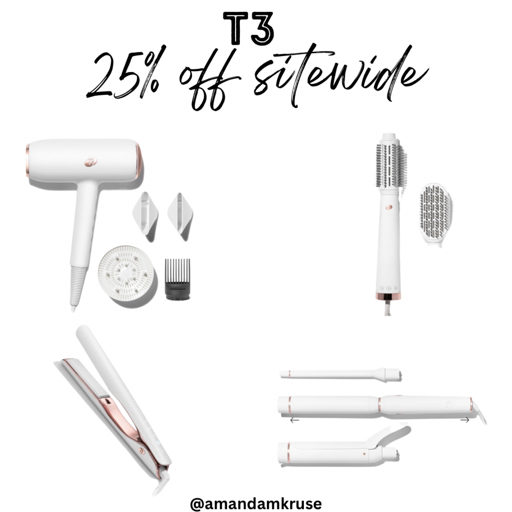 T3 25% off sitewide. 

Black Friday deals, Cyber week, hair tools, hair dryer, flat iron, curling iron, hair straightener 

#LTKCyberWeek #LTKGiftGuide #LTKbeauty