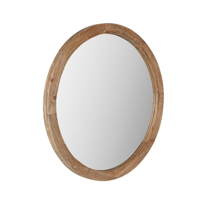 Better Homes & Gardens Modern Farmhouse 24" Round Wood Wall Mirror, Gray | Walmart (US)