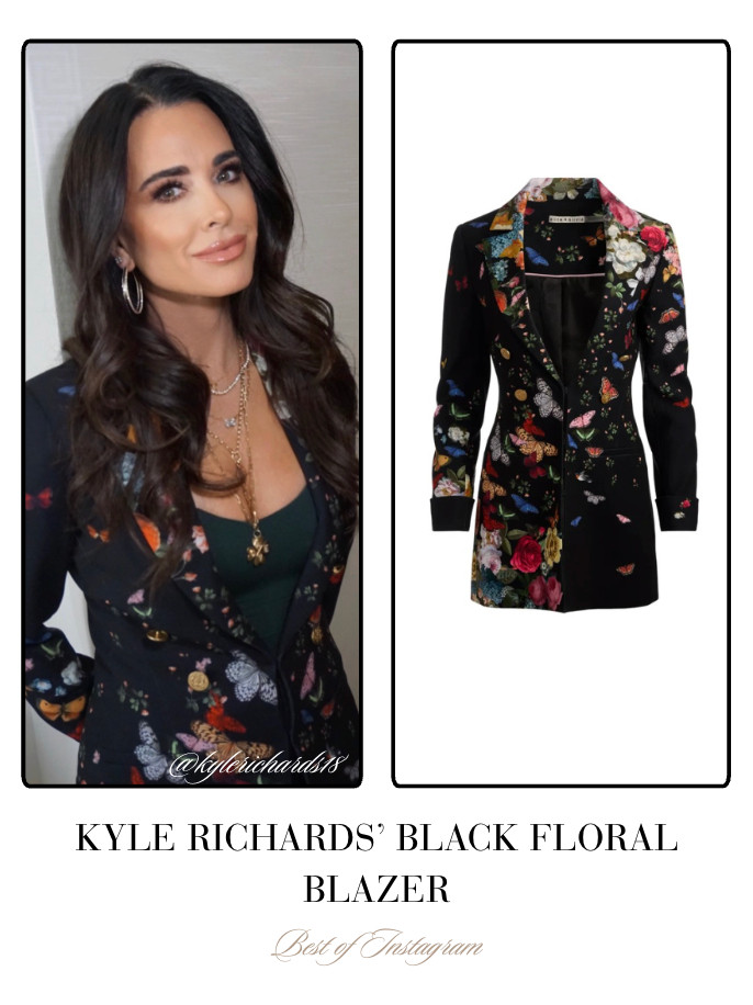 Kyle Richards' Black Floral Blazer 📸 + Info: @kylerichards18 

 
