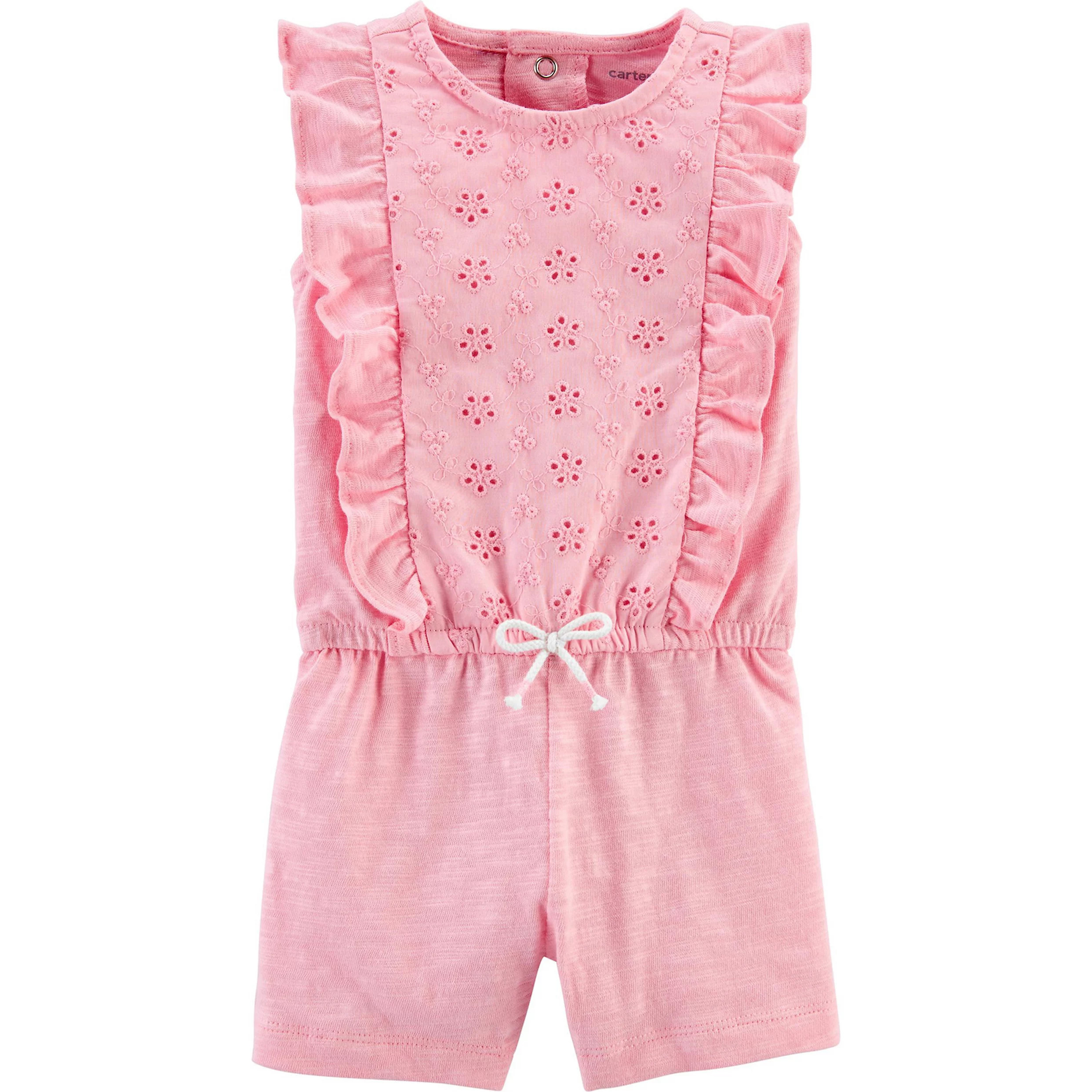 Baby Girl Carter's Floral Ruffle Slub Jersey Romper | Kohl's