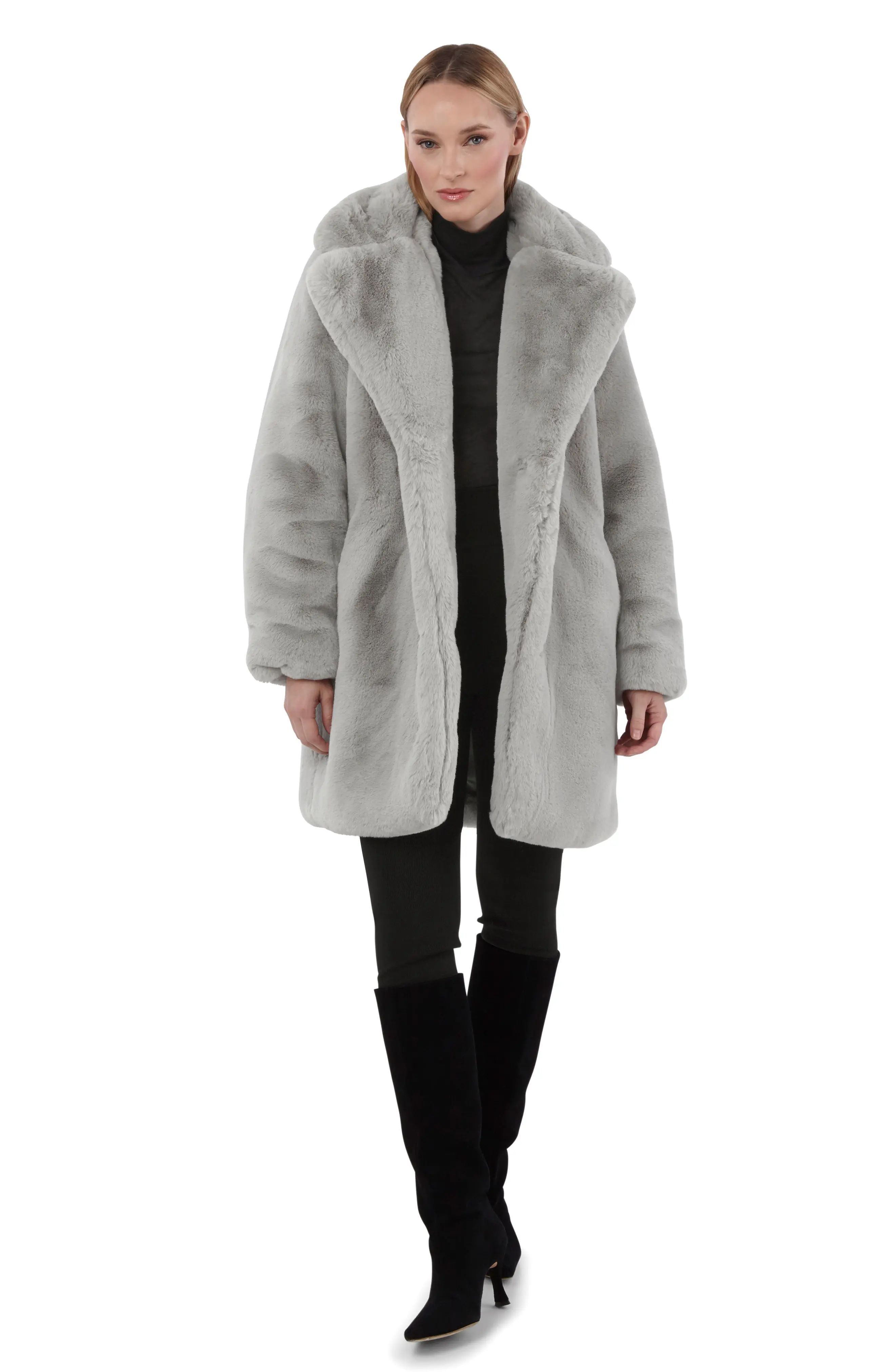 Apparis Stella Recycled Faux Fur Coat in Smoke at Nordstrom, Size X-Large | Nordstrom