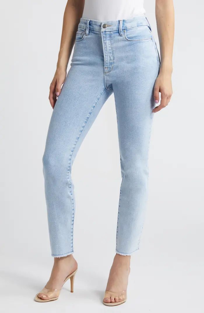 Good American Good Classic Inset Ankle Slim Jeans | Nordstrom | Nordstrom