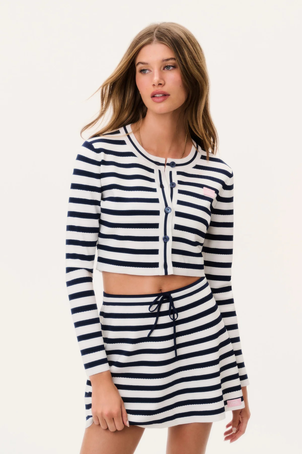 Avanette Striped Stretch Knit Cardigan | LoveShackFancy
