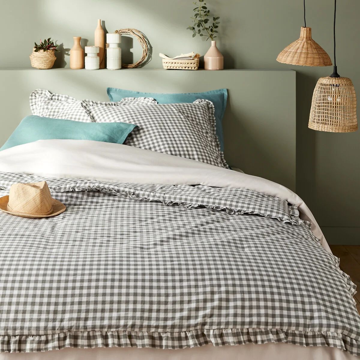 Georgette Gingham Washed Cotton Quilt | La Redoute (UK)