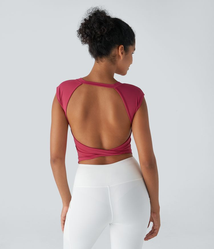 Women’s Round Neck Backless Twisted Yoga Tank Top - Halara | HALARA