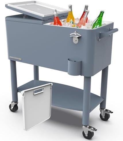 Permasteel Party Cooler with Divider, Spacious 80-Qt Capacity, Chills 36hrs, Serving Tray, Rollin... | Amazon (US)