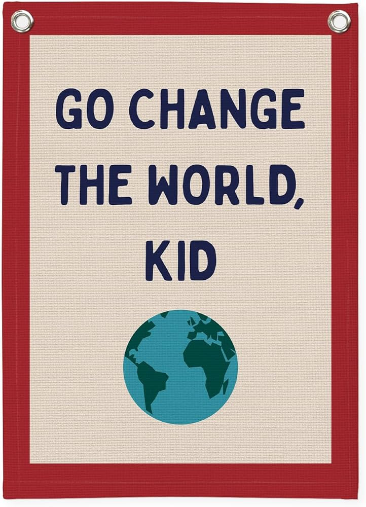 Classroom Decor,Motivational Wall Decor,Go Change the World Kid Linen Canvas Banner,Playroom Wall... | Amazon (US)