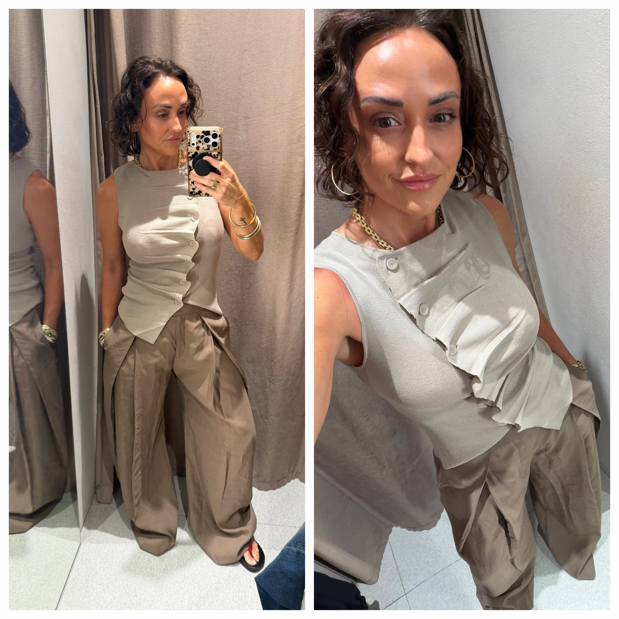 New Zara pieces that caught my eye. 
M sweater tank 
S asymmetrical sweater
S pleated pants 
S halter dress 
S jumpsuit 
M black tank
2 jeans
