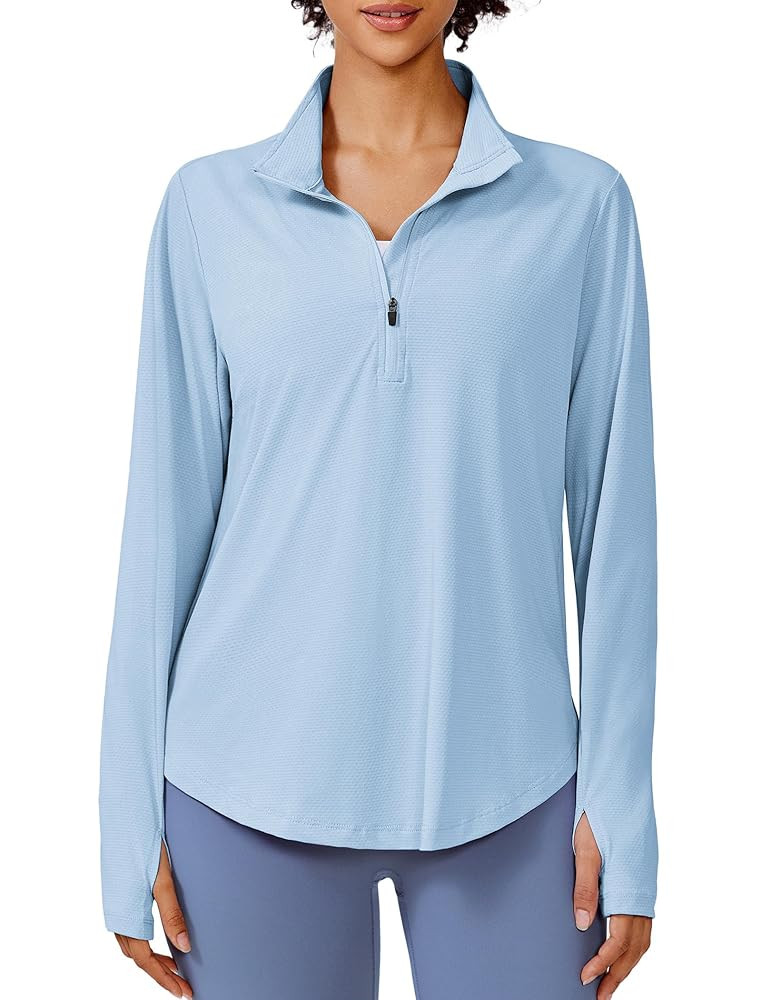 PINSPARK Long Sleeve Workout Tops for Women UPF 50+ Sun Shirts Half Zip Quick Dry Hiking Athletic... | Amazon (US)