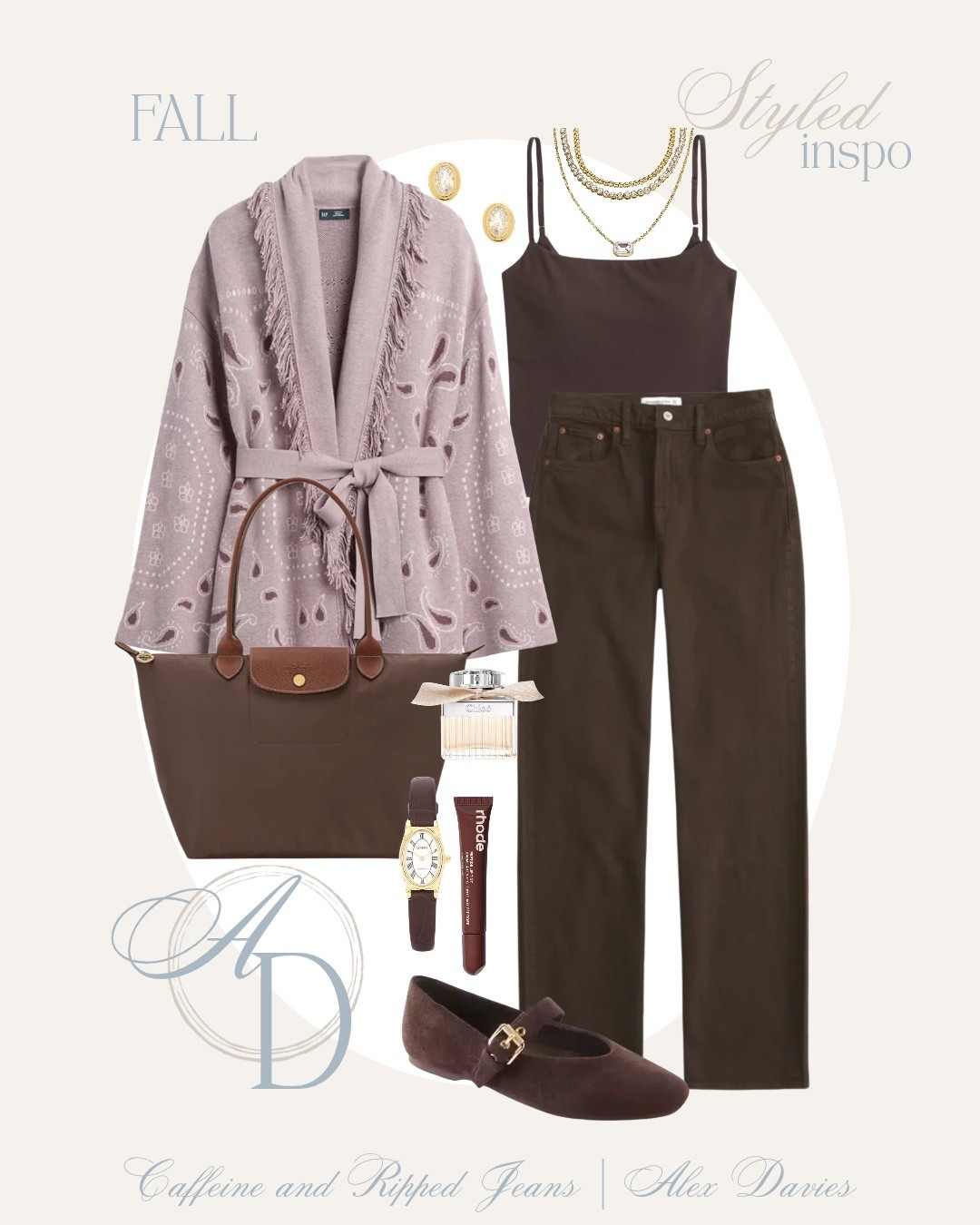 // bandana cardigan // cute cardigan for fall// the viral cardigan // brown denim // brown Mary Jane flats // fall outfit inspo for women // fall outfit // fall haul //