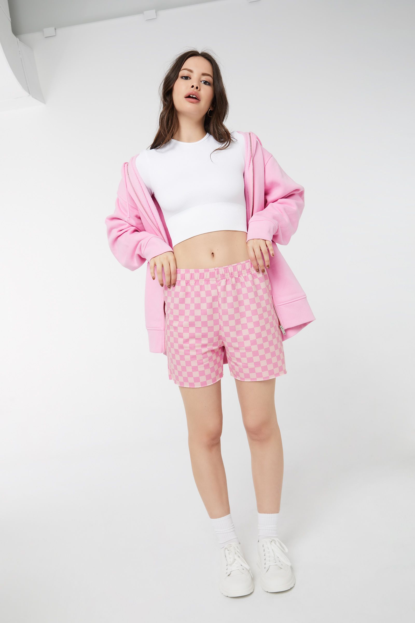 Checkerboard Raw-Hem Bermuda Shorts | Ardene