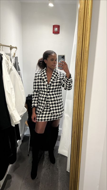 Styling this Anine Bing houndstooth mini skirt three different ways. With a matching blazer, white shirt, and a cozy knit sweater 

#LTKworkwear #LTKstyletip #LTKSeasonal