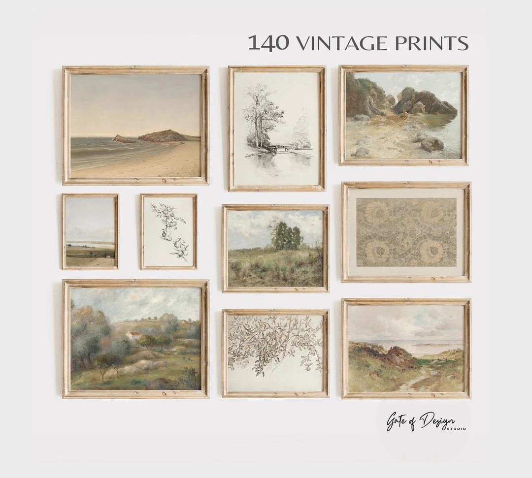 140 French Country Gallery Wall Art Set Vintage Art Print Set Nature Landscape Printable Wall Art... | Etsy (US)