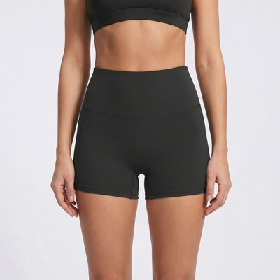 Anna-Kaci Active Women's High Waisted Butt Lifting Yoga Activewear Shorts - Small, Black | Target