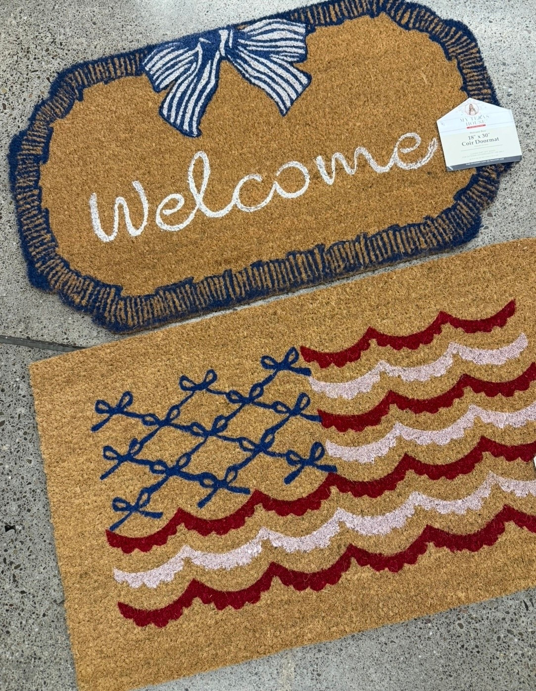Shocked these are even shipping right now! Viral $12 door mats! Love the bow details 💙

#LTKSaleAlert #LTKdayinmylife #LTKHome