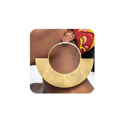 Large Gold Hoop Statement Earrings for Women, Trendy Big Oversized Geometric Metal Stud Earrings,Unique Drop Dangle Part Jewelry Gift (large gold hoop earrings) | Amazon (US)
