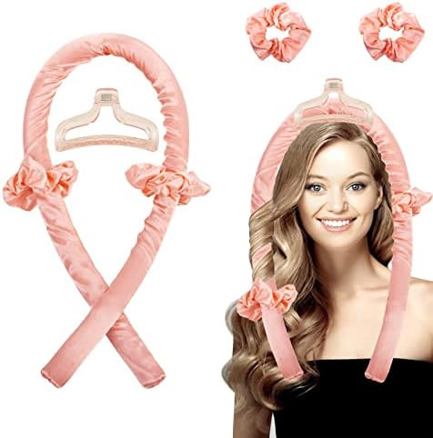 Fitifun Heatless Hair Curler, Women Heatless Curling Rod Headband for Long Hair Pink | Amazon (US)