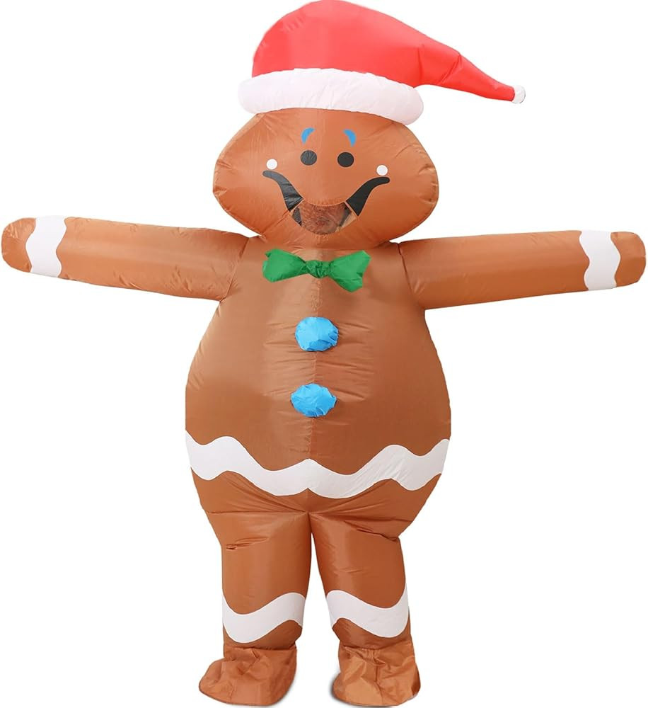 Gingerbread Man Costume Adult,Inflatable Christmas Costume,Blow Up Funny Onesies Xmas Ginger Brea... | Amazon (US)