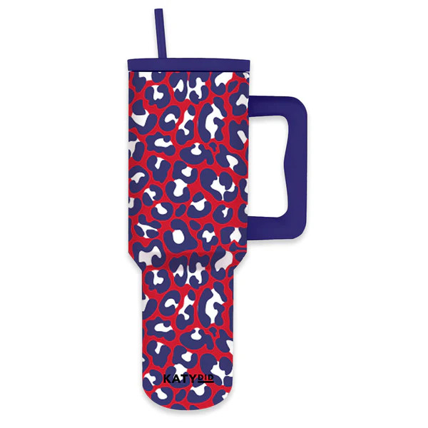 Red, White, Blue Leopard 38 Oz Tumbler Cup | Katydid.com