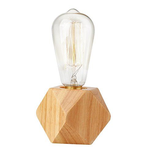 Agirlvct Edison Bulb Table Lamp, Dimmable Wood Small Lamp Base, Natural Edison Desk Lamps, Indust... | Walmart (US)