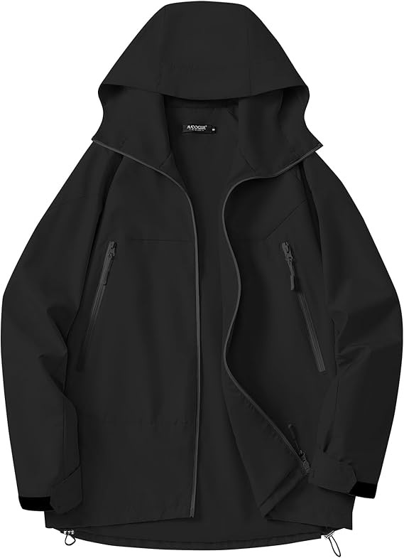 Amazon.com: Avoogue Women’s Raincoat with Hood Black Light Rain Jacket Waterproof Windbreaker f... | Amazon (US)