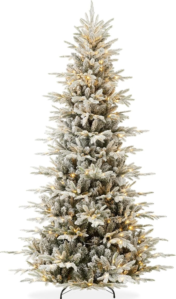Best Choice Products Lighted Aspen Christmas Tree, 7.5ft Flocked Artifical Noble Fir, Pre-Lit Whi... | Amazon (US)