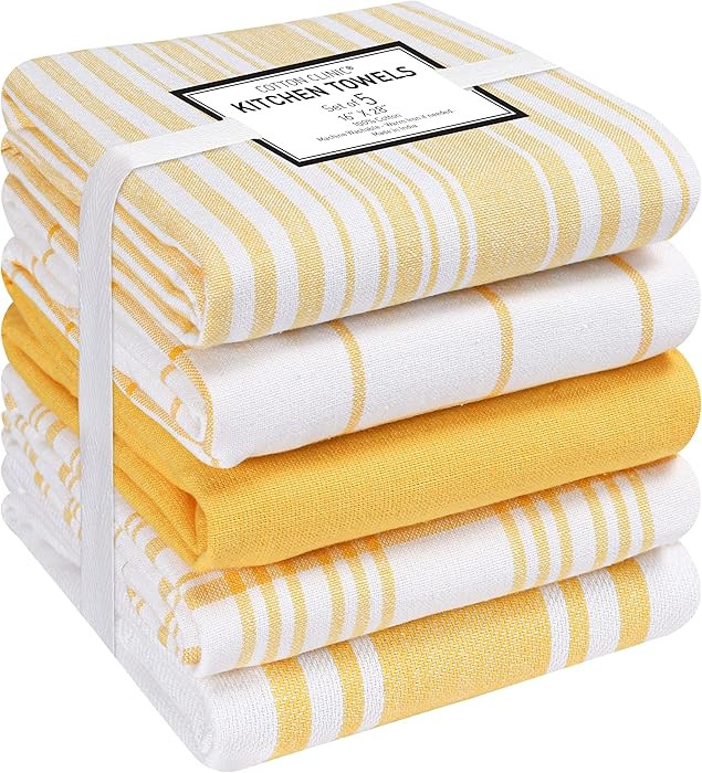 Cotton Clinic Assorted Kitchen Towels 5 Pack \u2013 Soft Absorbent Quick Drying Table and Kitchen... | Amazon (CA)