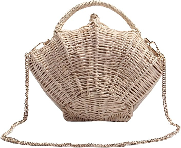 Shell Purse Straw Clutch Purse Top Handle Woven Shell Shape Shoulder Crossbody Rattan Beachy Seas... | Amazon (US)