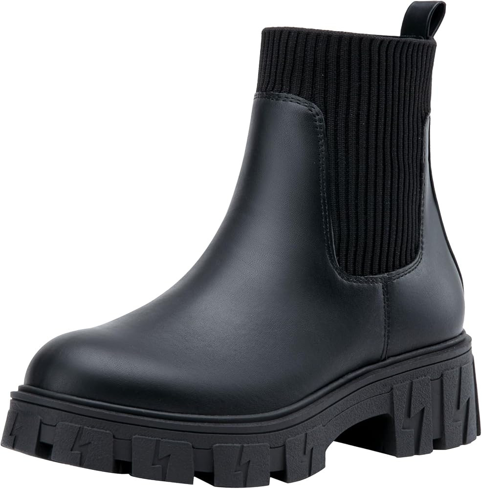 Jeossy Women's 9610 Ankle Boots,Chelsea Platform Chunky Heel Elastic Lug Sole Booties | Amazon (US)