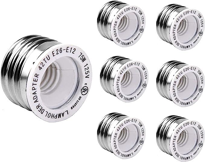 UL-Listed E26 to E12 Adapter, JACKYLED E27 to E12 Light Socket, Medium to Candelabra Screw Bulb S... | Amazon (US)