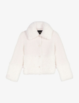 Wide-collar contrasting-texture faux-fur coat | Selfridges