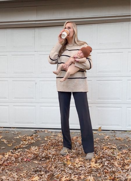 Cozy fall mom outfit
Aerie striped sweater on sale - TTS
Align wide leg pants in tall!
Boston birks dupe - TTS / size up if in between
Softest bamboo baby pajamas - TTS
Newborn beanie that actually fits her tiny head!

#LTKbaby #LTKstyletip #LTKsalealert