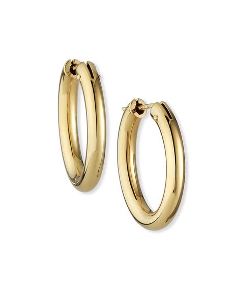 Roberto Coin Everyday Gold Hoop Earrings, Medium | Neiman Marcus