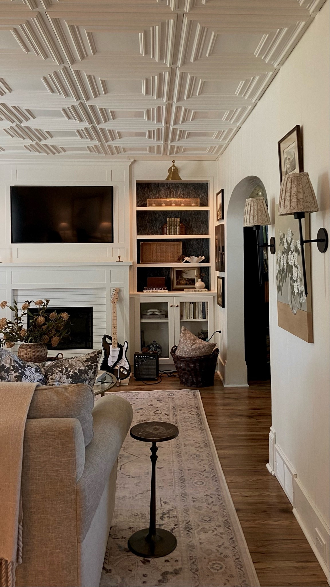 Ceiling tiles are from Decorative Ceiling Tiles! Throw pillows and curtains in this room are Two Pages! Use CREEKLINEHOUSE for 22% off your whole order.🤍

#LTKcanada #LTKfamily #LTKhome