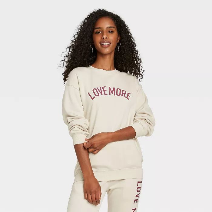 Women's Love More Graphic Sweatshirt - Cream | Target