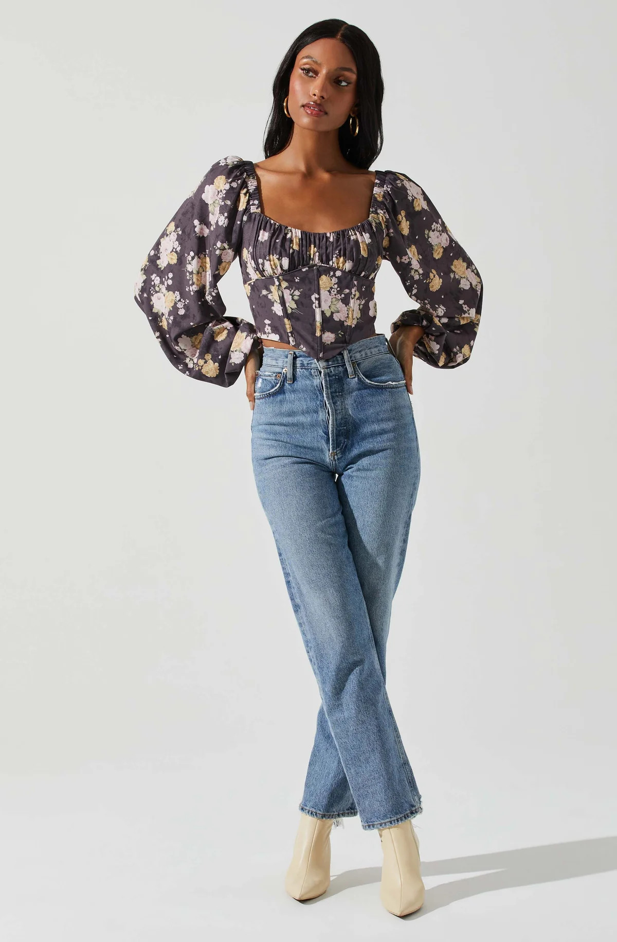 Penny Ruched Bust Long Sleeve Top | ASTR The Label (US)