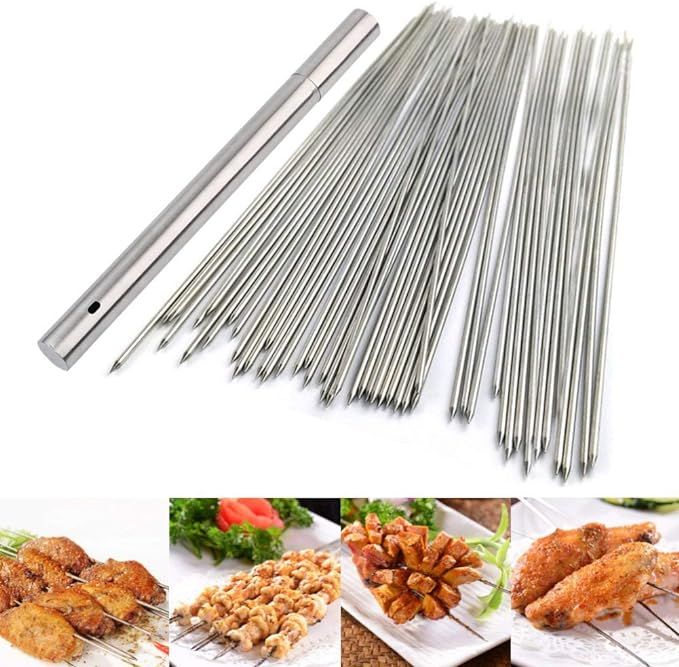 BigOtters Barbecue Skewers, 100PCS Skewers for Grilling Stainless Steel Skewers BBQ Needle Sticks... | Amazon (US)