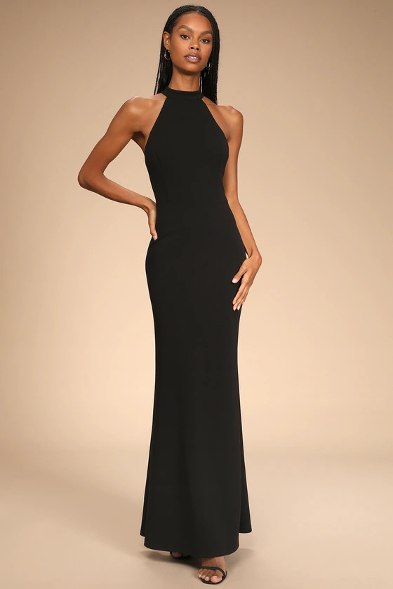 Like a Dream Black Halter Mermaid Maxi Dress | Lulus (US)