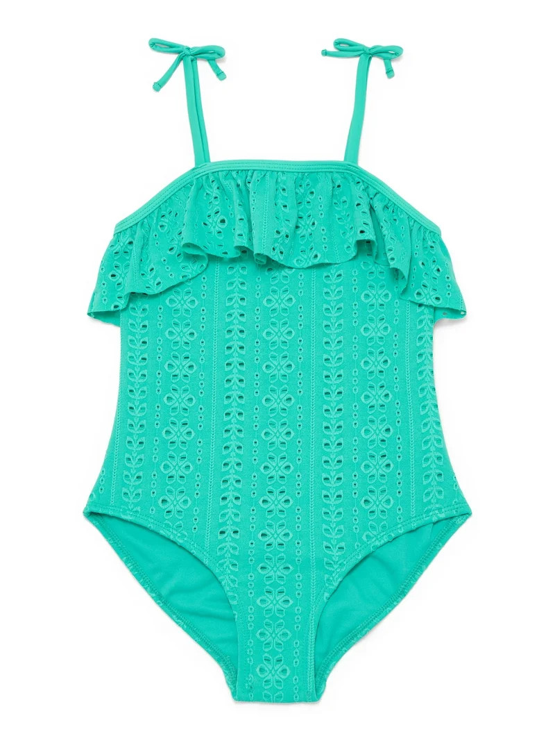 Wonder Nation Girls Eyelet One Piece Swimsuit, Sizes 4-16 | Walmart (US)