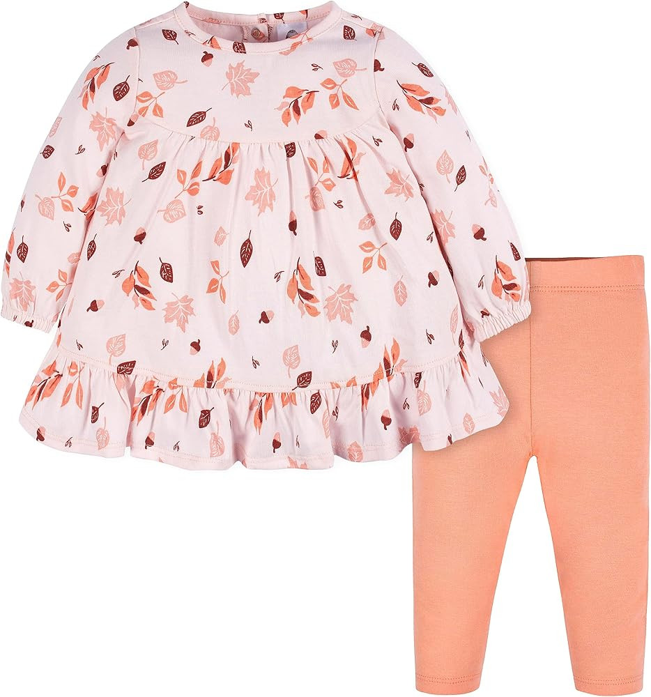 Gerber Baby & Toddler Girls' 2-Piece Long Sleeve Dress and Leggings Set | Amazon (US)