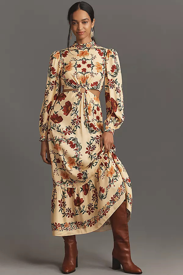 Farm Rio x Anthropologie Long-Sleeve Cutout Maxi Dress | Anthropologie (US)