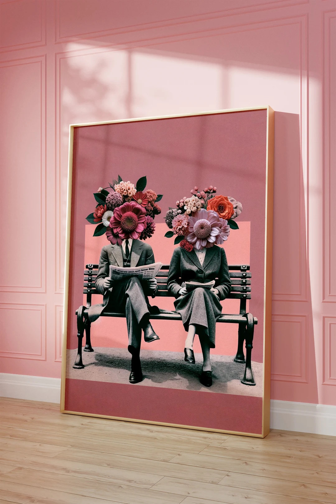 Couple Print, Bench Blooms Art Print, 70s Couple Poster, Retro Wall Art, Digital Artwork, Chic Re... | Etsy (US)