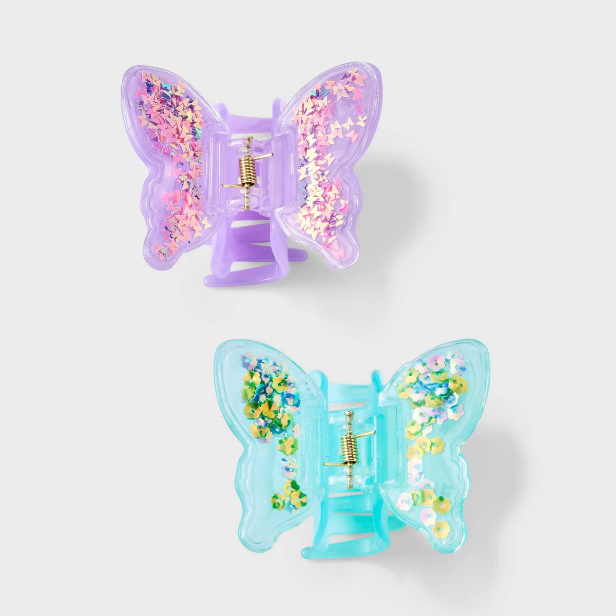 Girls' 2pk Shaker Butterflies Claw Set - Cat & Jack™ Purple/Blue | Target