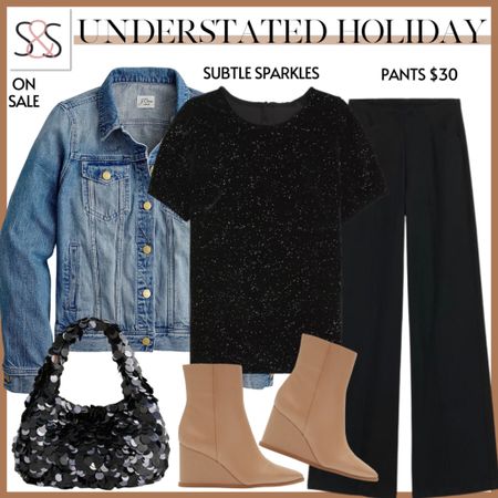 Looking for the perfect holiday outfit? I’m loving this tee layered with a denim jean jacket and booties. Great for a family or work party this season!

#LTKSeasonal #LTKstyletip #LTKHoliday