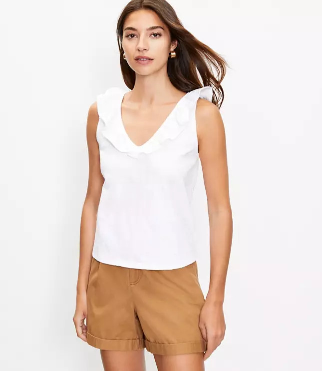 Ruffle V-Neck Tank Top | LOFT