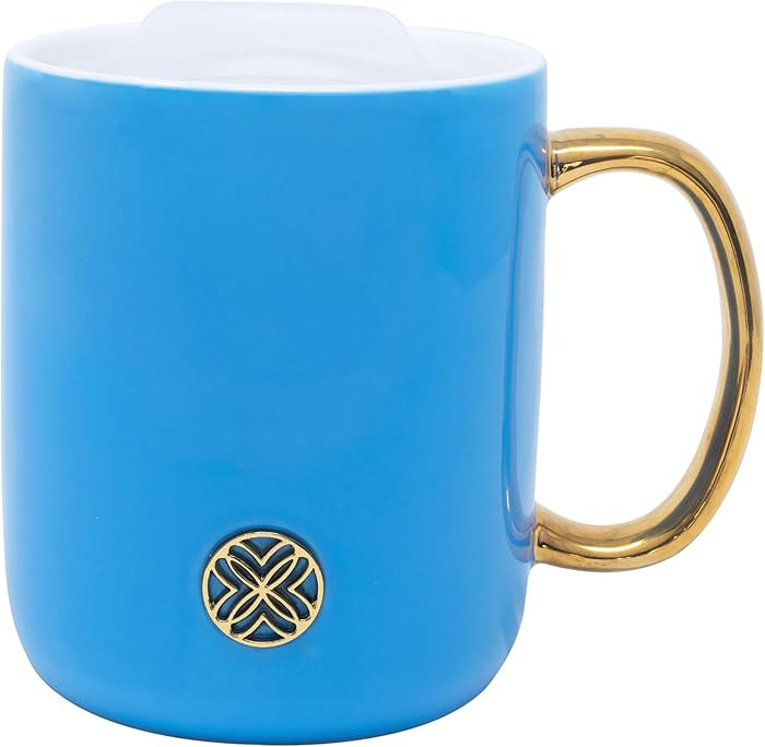 Lilly Pulitzer Ceramic Coffee Mug, 13 Oz Tea Cup with Silicone Lid and Gold Logo, Cute Mug with G... | Amazon (US)