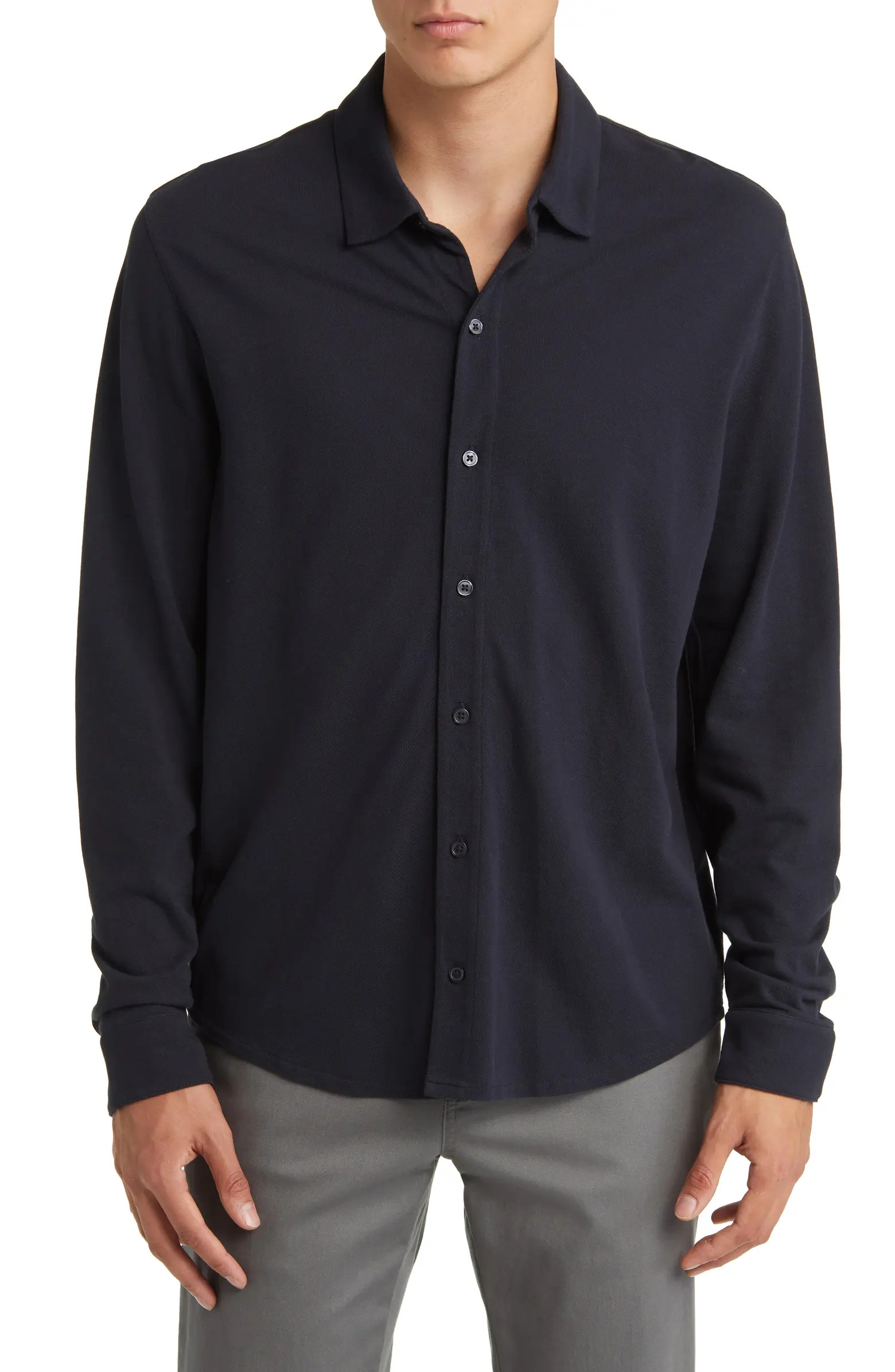 Vince Cotton Piqué Knit Button-Up Shirt | Nordstrom | Nordstrom