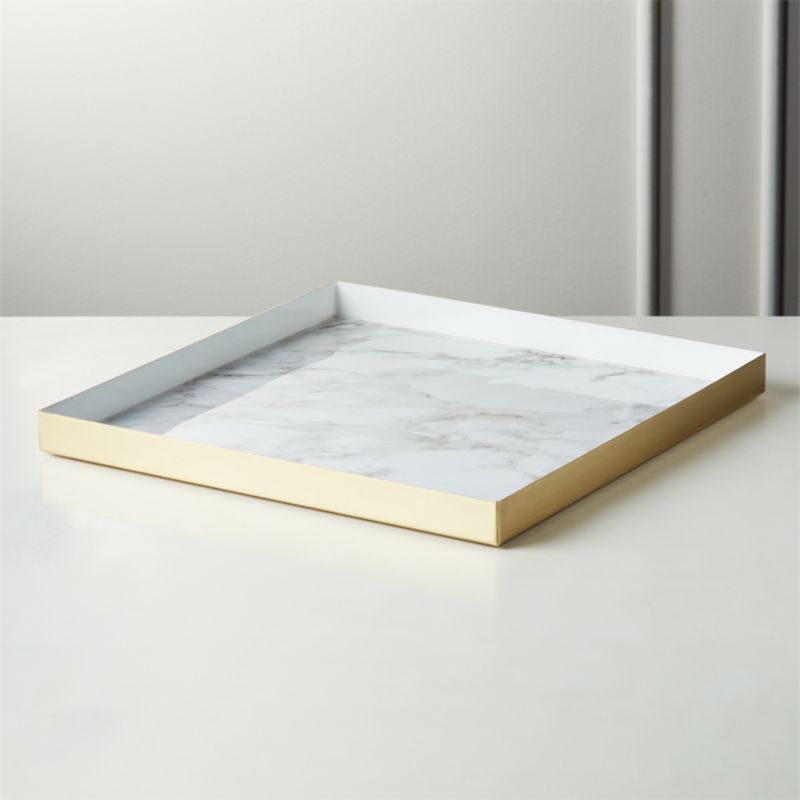 Active Large White Marble Tray + Reviews | CB2 | CB2