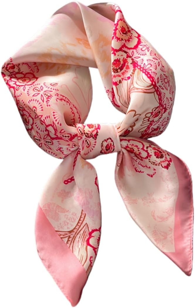 Silk Feeling Hair Scarf Bandanas for Women 27.5" Square Lightweight Satin Head Scarves Neck Sleep... | Amazon (US)