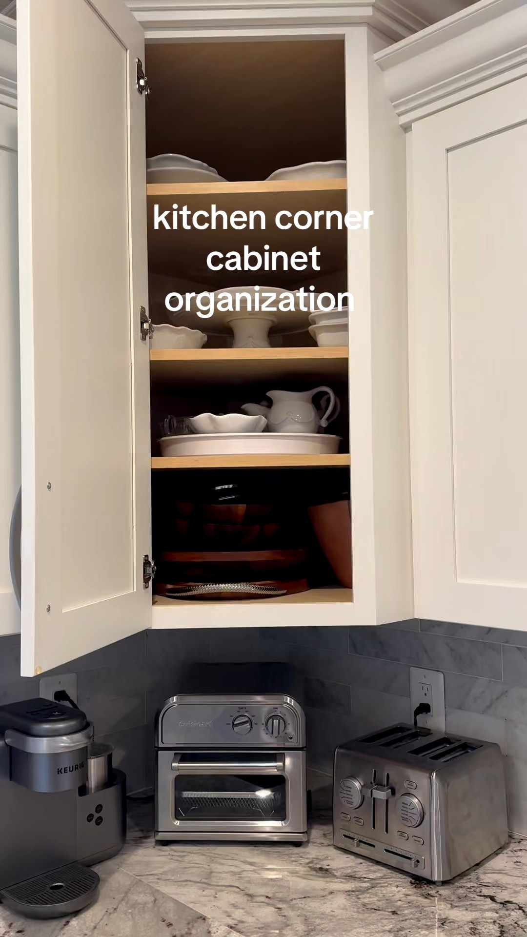 The only organization product that works in a corner cabinet: large lazy Susan. 

#LTKSaleAlert #LTKFindsUnder50 #LTKHome